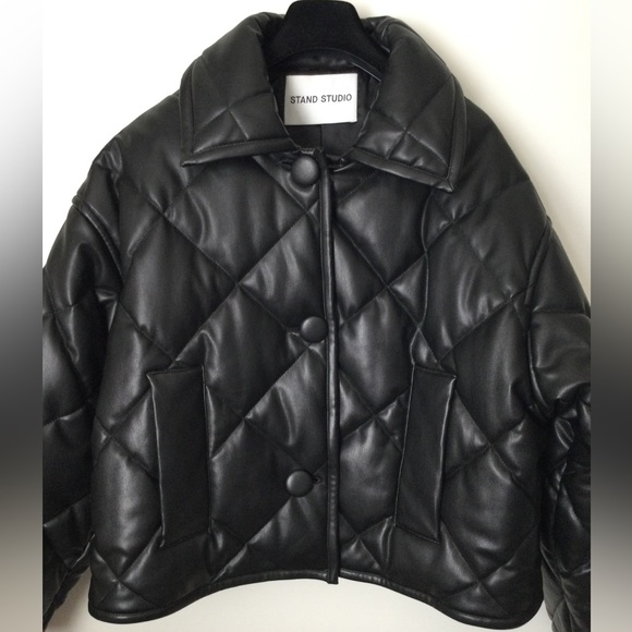 STAND STUDIO Black Puffy Jacinda Puffer Quilted Jacket Size 34 $430 - Picture 5 of 16